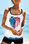 Tie-dyed Flag Print Crisscross Tankini