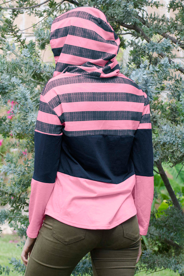 Color Block Drawstring Hoodie