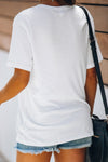 Letter Heart-shaped Rugby Graphic Print Short Sleeve T-shirt