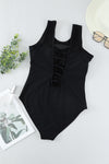 Strappy Hollow-out Back Mesh One-piece Swimwear