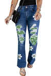 High Waist Distressed Bell Jeans