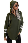 Striped Side Split V Neck Hoodie