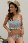 Cute Floral Patterned Smocked Bikini