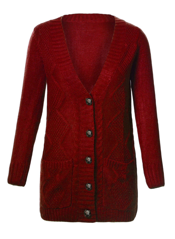 Front Pocket and Buttons Closure Cardigan