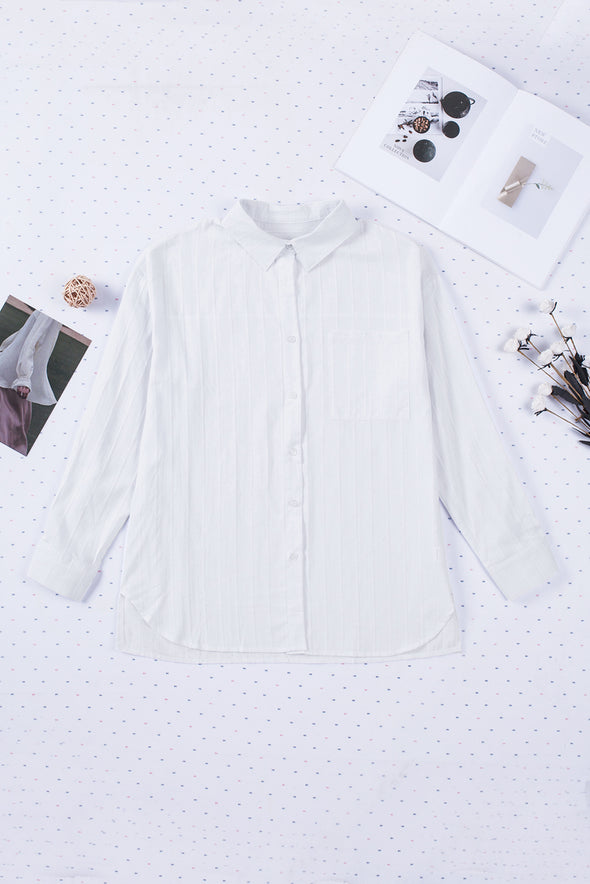 Textured Buttons Pocketed Shirt