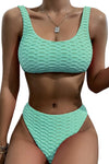 Scalloped Edges Ribbed Bikini
