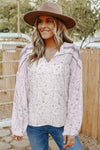 Floral Print Drawstring Loose Puff Sleeve Shirt