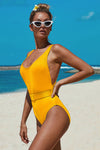 Ribbed One-piece Swimsuit with Belt