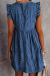 V Neck Ruffled Sleeves Perforating Babydoll Dress