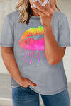 Neon Lips Graphic Plus Size T-shirt
