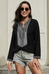 Long Sleeves Front Embroidery Blouse