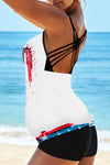 Tie-dyed Flag Print Crisscross Tankini