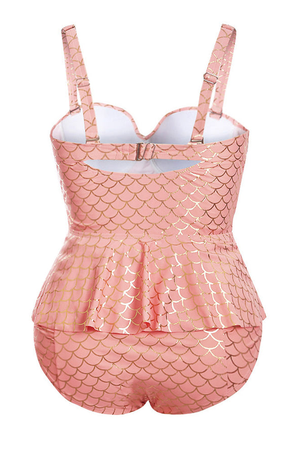 Plus Size Halter Neck Peplum Tankini