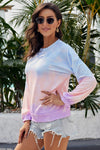 Color Block Tie Dye Pullover Sweatshirt