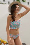 Cute Floral Patterned Smocked Bikini
