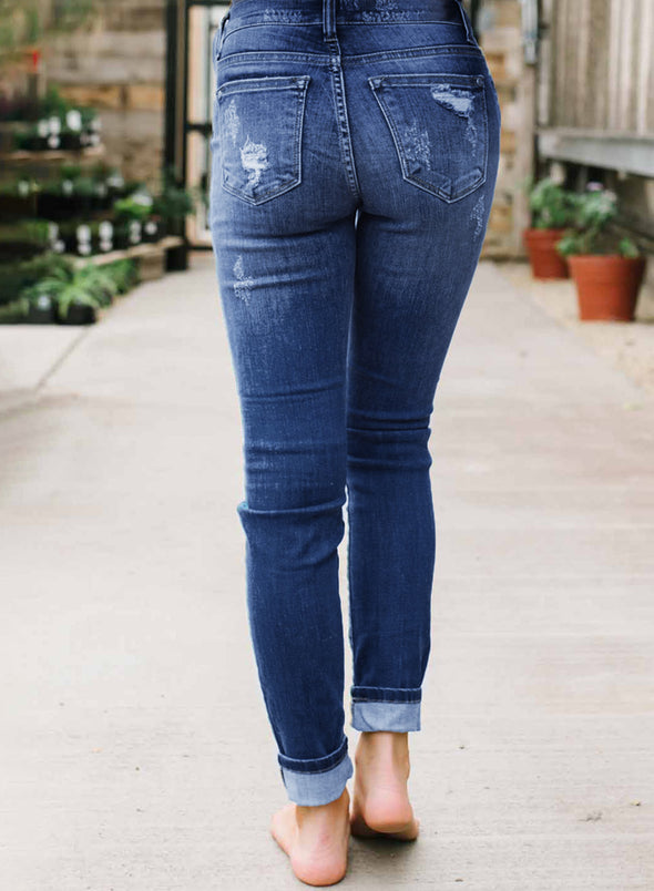 Patches Of Leopard Denim Distressed Jeans