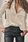 Retro Velvet Pocket Long Sleeve Shirt