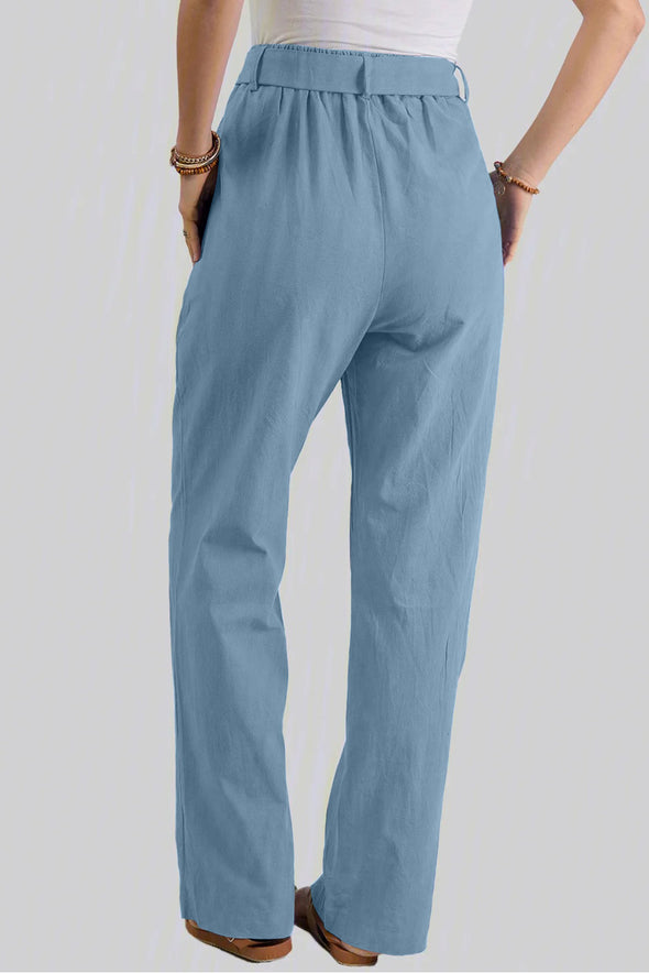 Elastic Waist Drawstring Wide Leg Pants