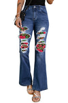 High Waist Distressed Bell Jeans