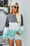 Color Block Tie Dye Pullover Sweatshirt