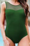 Strappy Hollow-out Back Mesh One-piece Swimwear