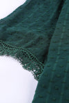 V Neck Lace Crochet Swiss Dot Short Sleeve Blouse