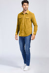 Men Corduroy Flap Pocket Button Front Shirt