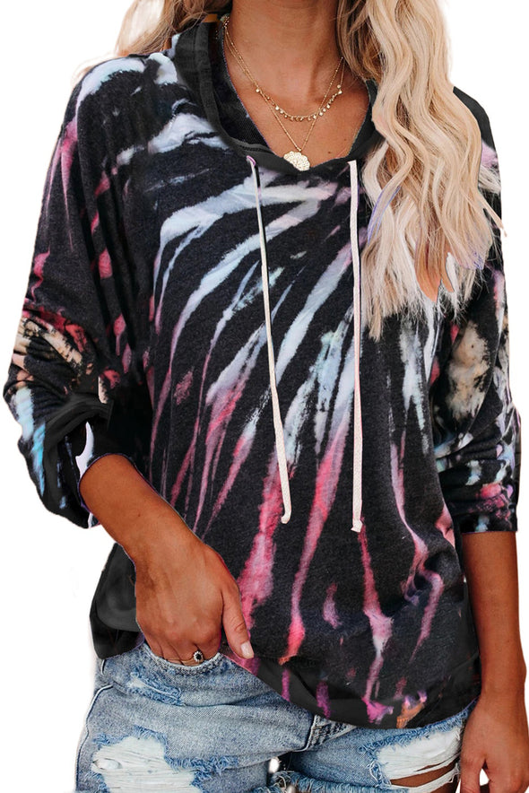 Multicolor Tie-dye Knit Hoodie