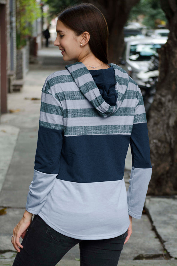 Color Block Drawstring Hoodie