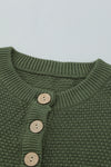 Henley Pullover Drop Shoulder Sweater with Slits