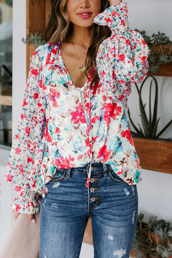 Cakewalk Floral Smocked Blouse