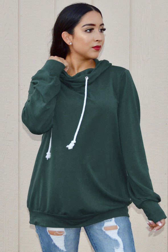 Long Sleeve Hoodie with Rope Drawstring