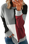 Color Block Round Neck Long Sleeves Pullover Sweatshirt