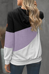 Multicolor Colorblock Cowl Neck Pullover Hoodie