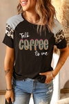 Letter Heart Print Leopard Striped Color Block Short Sleeve T-shirt