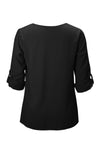 Button Detail Roll up Sleeve Blouse