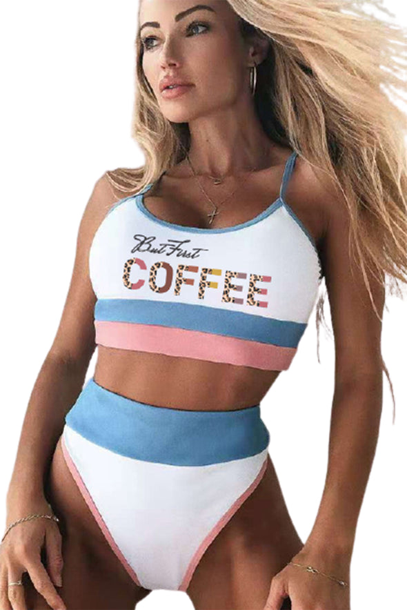 Color Block Camisole High Waisted Swimsuit
