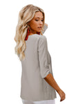 Button Detail Roll up Sleeve Blouse