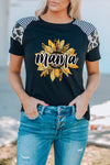 Letter Heart Print Leopard Striped Color Block Short Sleeve T-shirt