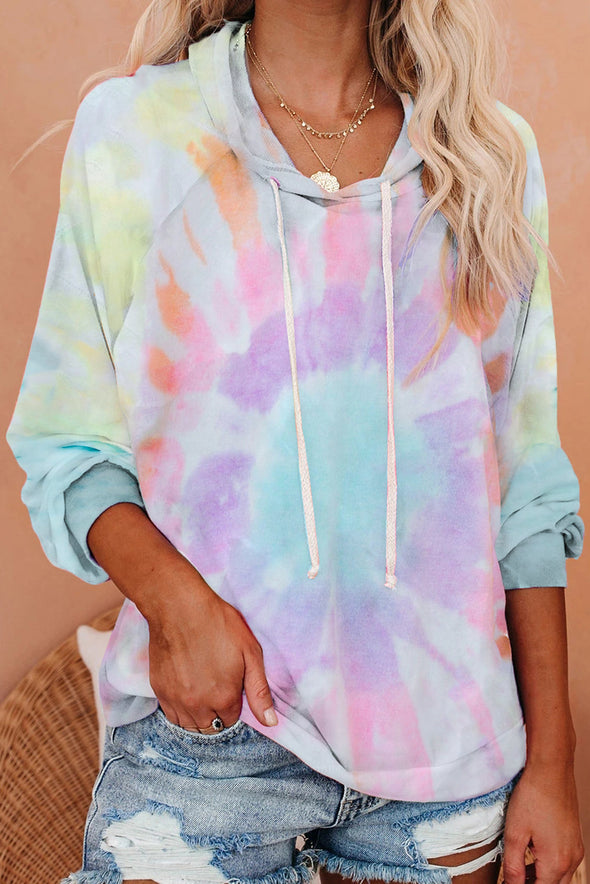 Multicolor Tie-dye Knit Hoodie