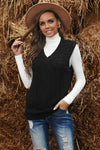 Wine Sleeveless Cable Knitted Sweater Tank