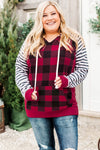 Plus Size Red Black Buffalo Plaid Hoodie