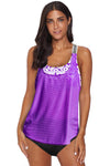 Printed Splicing Racerback Tankini