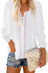 Bohemian Bubble Sleeve Eyelet Blouse