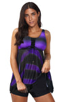 Multicolor Tie Dye Ombre Swimdress Tankini Set