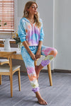 Multicolor Utopia Cotton Blend Tie Dye Hoodie Joggers Loungewear