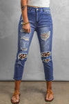 Fading Distressed Holes Crop Jeans