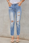 Light Blue Distressed Boyfriend Denim Pants