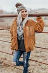 Zip Up Sherpa Coat with Pocket