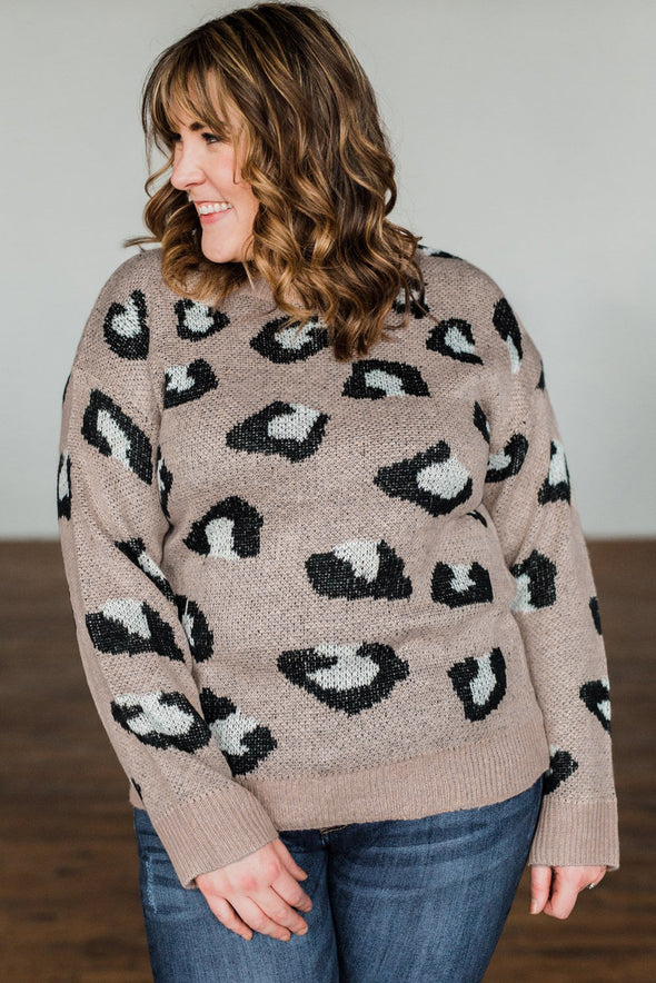 Crew Neck Knitted Plus Size Sweater